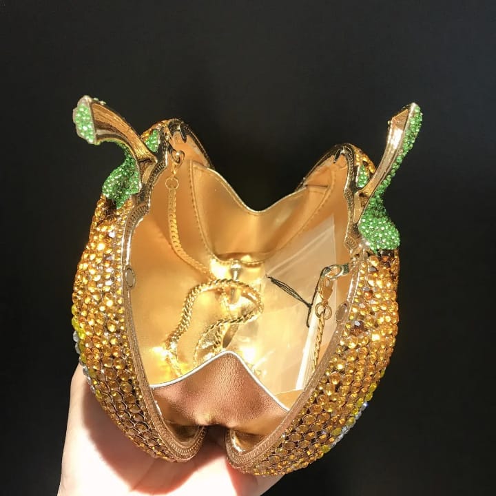 diamond designer pineapple purse luxury crystal party wedding women's clutch evening banquet full rhinestone night out bag (copy)