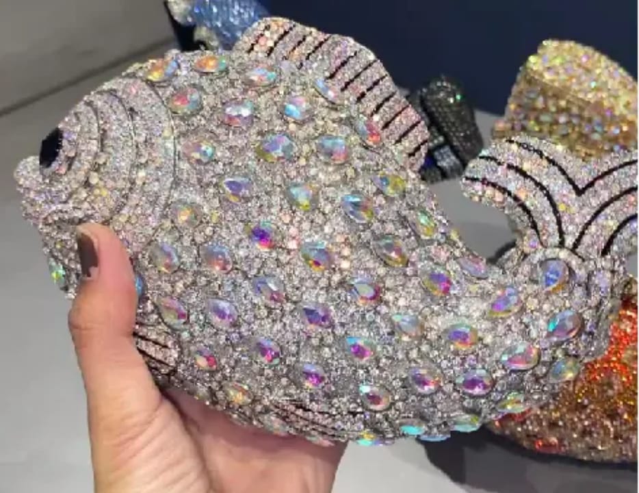 metal hollow animal diamond purse luxury crystal bag women's rhinestone clutch evening bag handbag