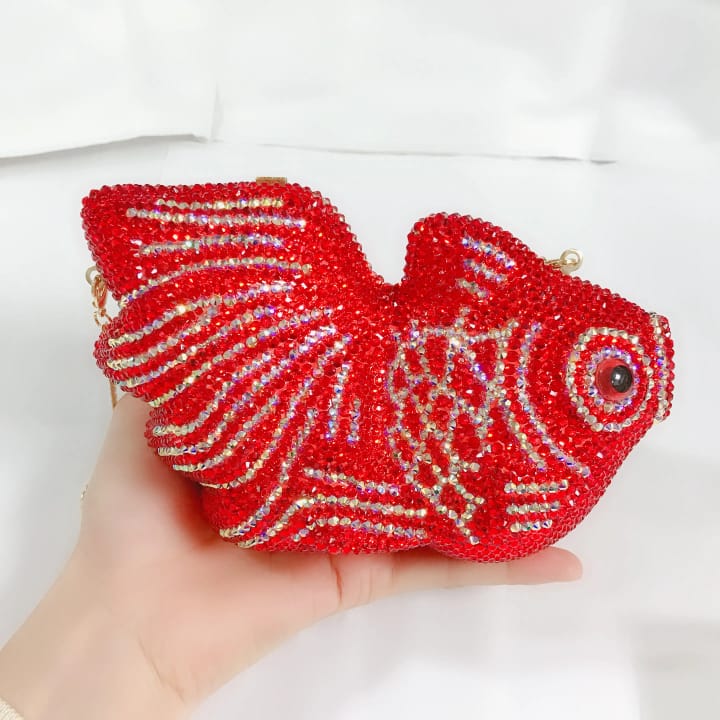 luxury in stock metal handbag hollow animal diamond purse crystal bag women's rhinestone clutch evening bag (copy)