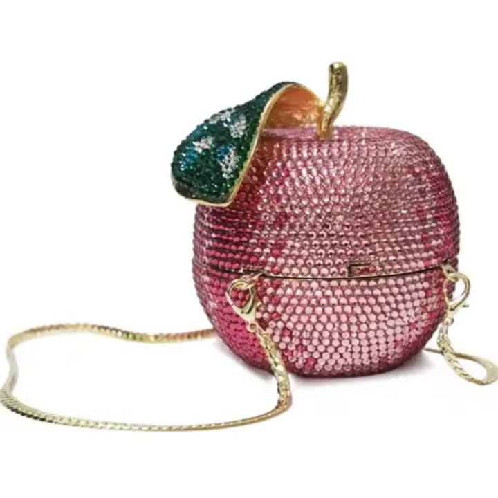 high end luxury fruit crystal embellished handbag clutch purse rhinestone diamond red apple shaped evening bag for party wedding