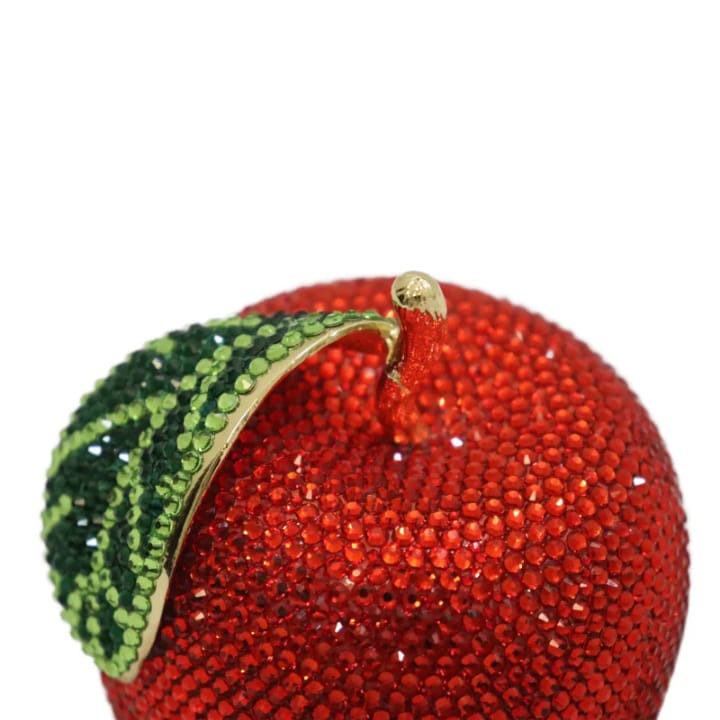 high end luxury fruit crystal embellished handbag clutch purse rhinestone diamond red apple shaped evening bag for party wedding