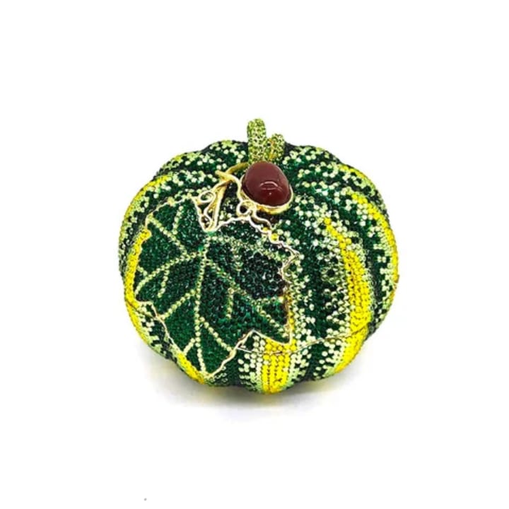 high end luxury pumpkin shape purse candy pattern crystal evening clutch handbag for wedding parties rhinestone bag