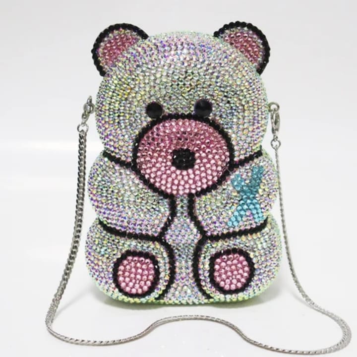 new luxury trending classy evening handbags panda crystal clutch bear purse for lady