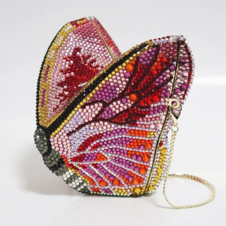 luxury butterfly shaped blue diamond evening bag for women crystal clutch purse fashionable