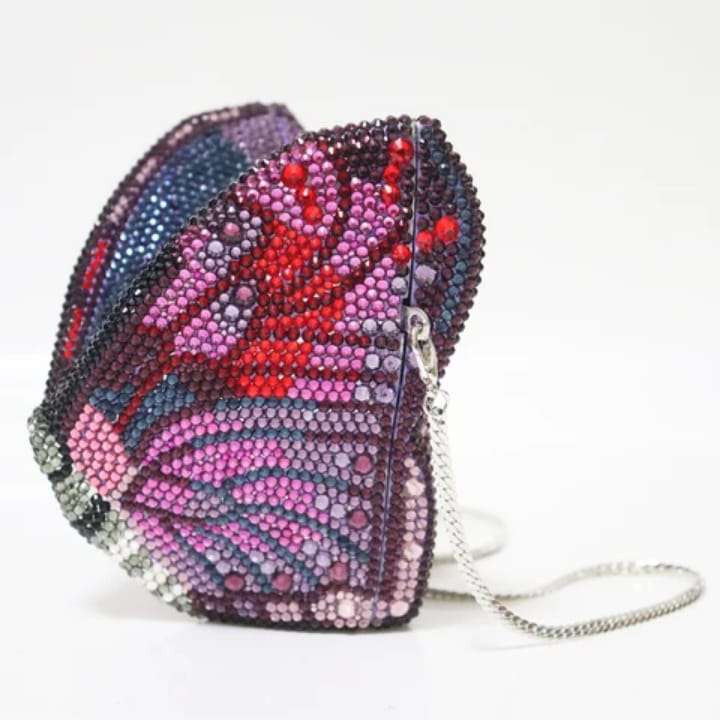 luxury butterfly shaped blue diamond evening bag for women crystal clutch purse fashionable