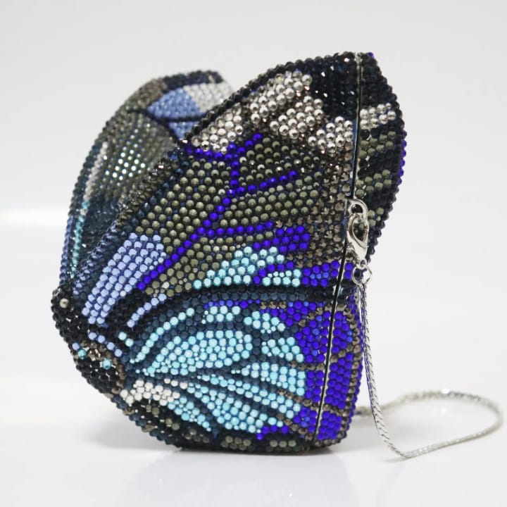 luxury butterfly shaped blue diamond evening bag for women crystal clutch purse fashionable