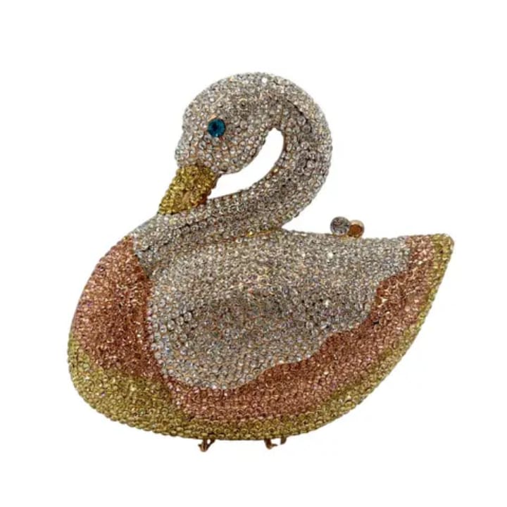 portable fashion swan design diamond accents stylish party purse women's clutch bag for evening parties