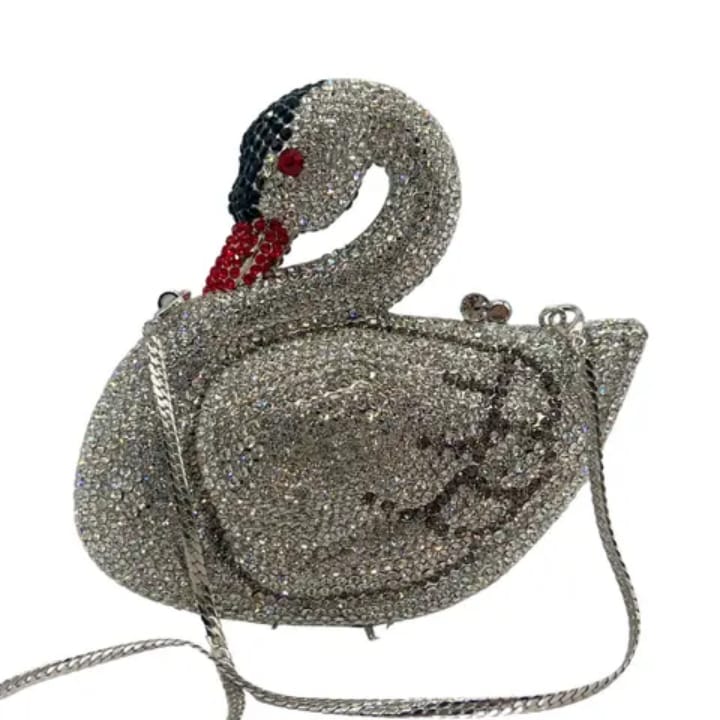 portable fashion swan design diamond accents stylish party purse women's clutch bag for evening parties