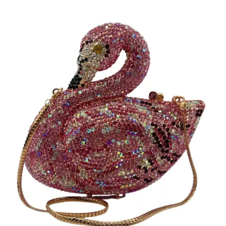 portable fashion swan design diamond accents stylish party purse women's clutch bag for evening parties