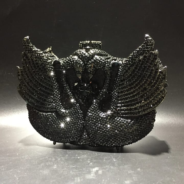 portable fashion swan design diamond accents stylish party purse women's clutch bag for evening parties (copy)