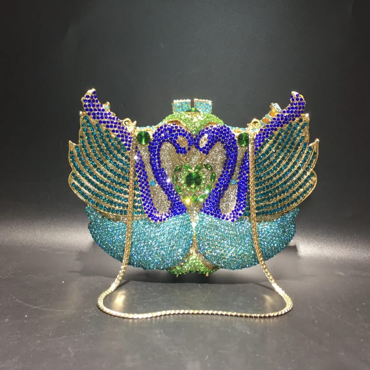 portable fashion swan design diamond accents stylish party purse women's clutch bag for evening parties (copy)