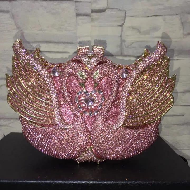portable fashion swan design diamond accents stylish party purse women's clutch bag for evening parties (copy)