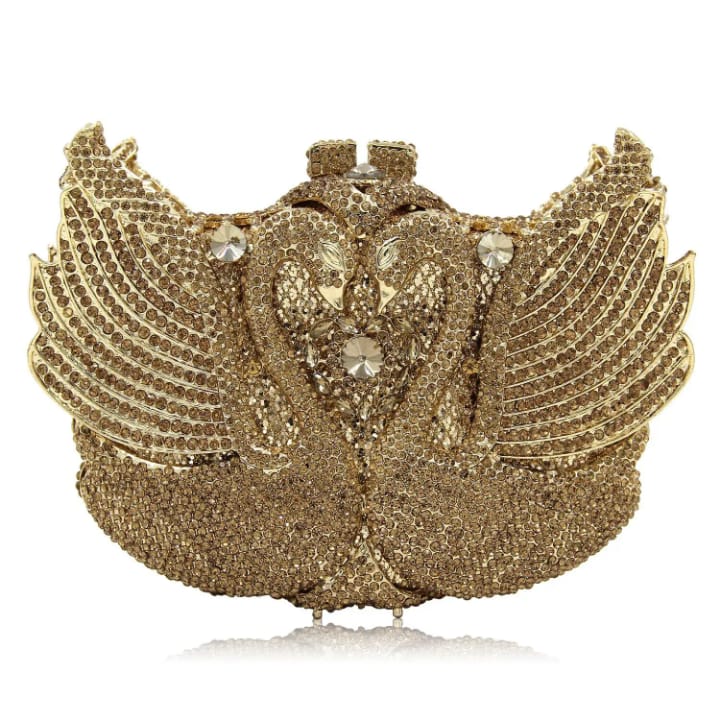 portable fashion swan design diamond accents stylish party purse women's clutch bag for evening parties (copy)