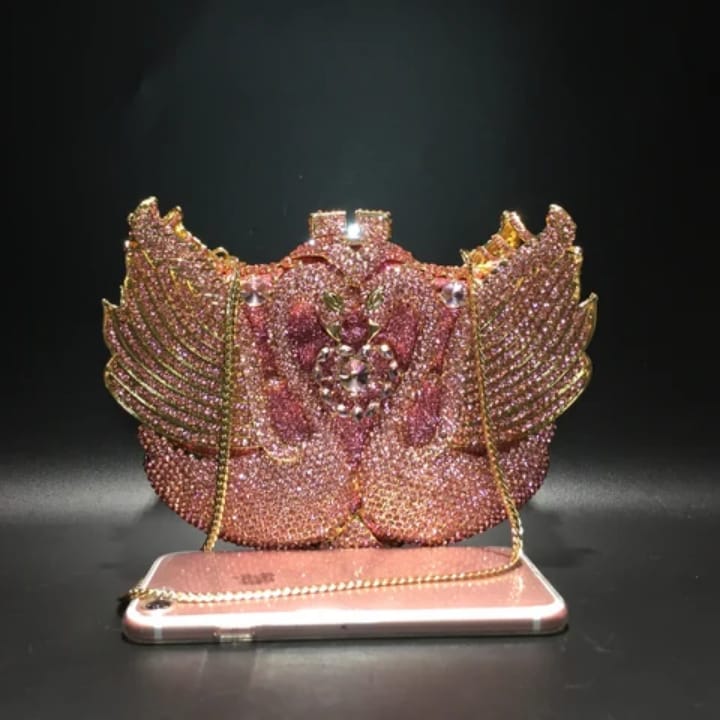 portable fashion swan design diamond accents stylish party purse women's clutch bag for evening parties (copy)