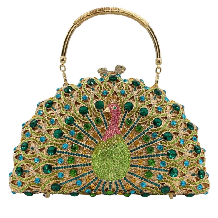 fashionable design swan rhinestone crystal embellished women's clutch bag for parties (copy)