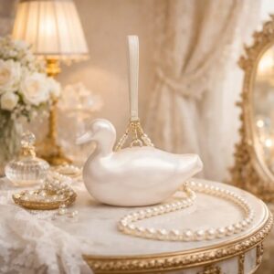 ladies' new acrylic dinner clutch bag duck shaped wedding banquet handbag fashionable pearl chain dress bag