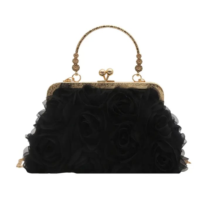 versatile high looking women's evening bag fashion chain bag fairy rose flower internet celebrity popular polyester handbag
