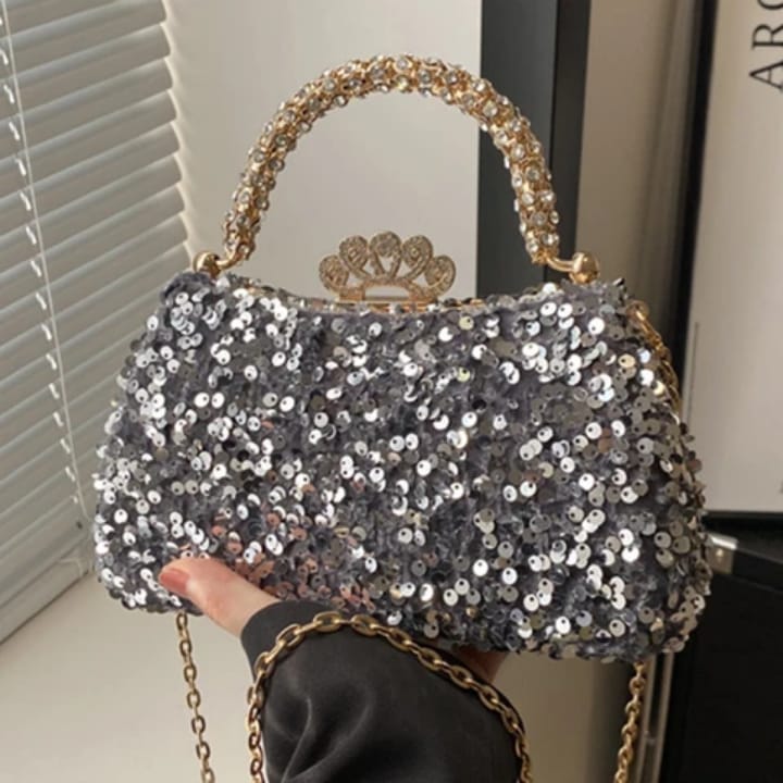 high quality sequin crystal bag shimmering temperament dinner tote stylish crossbody bag