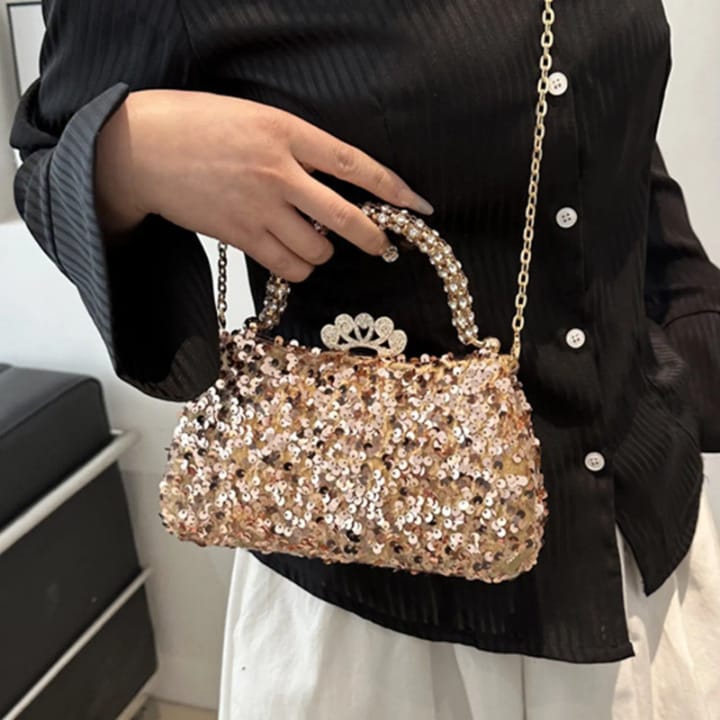 high quality sequin crystal bag shimmering temperament dinner tote stylish crossbody bag
