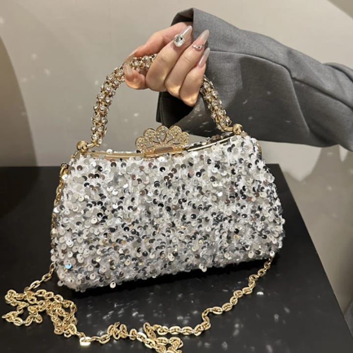 high quality sequin crystal bag shimmering temperament dinner tote stylish crossbody bag