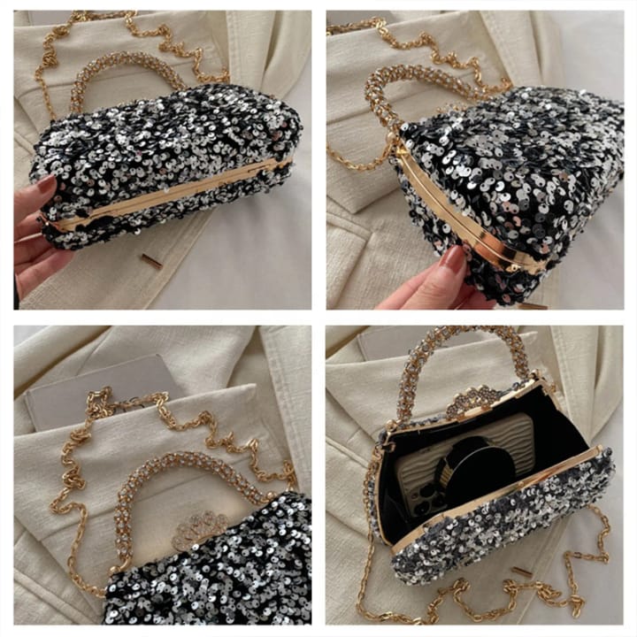 high quality sequin crystal bag shimmering temperament dinner tote stylish crossbody bag