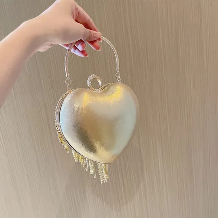 luxury wedding party diamond clutches for women creative heart shape rhinestone bag crystal tassel purses handbags