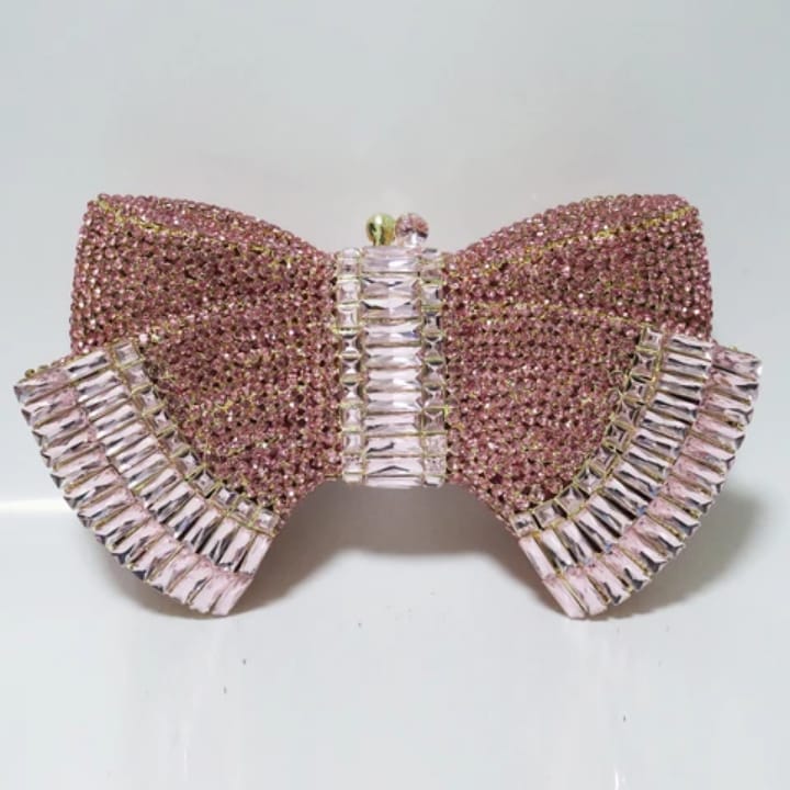 women's luxury crystal diamond event evening clutch bow knot shaped sparkling rhinestones handbag for banquet & wedding party